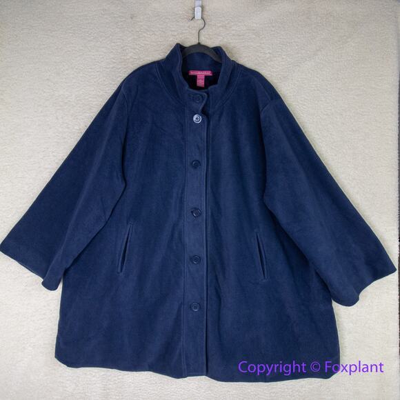 Woman Within Women's Plus Size Fleece Swing Funnel-Neck Coat blue , size 4X - Picture 4 of 15